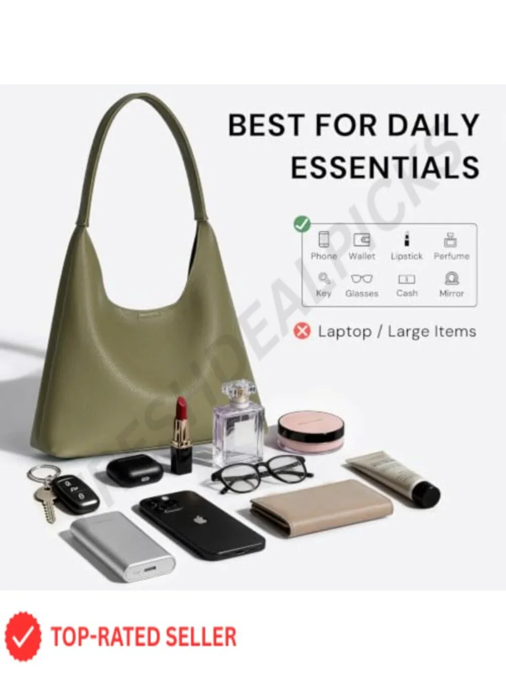 Slouchy Hobo Shoulder Bag for Women Vegan Leather Small Everyday Purse Magnetic